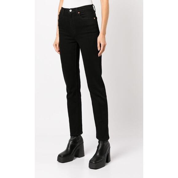 RE/DONE 90s Ankle Crop Straight Leg Black Jeans Size 27